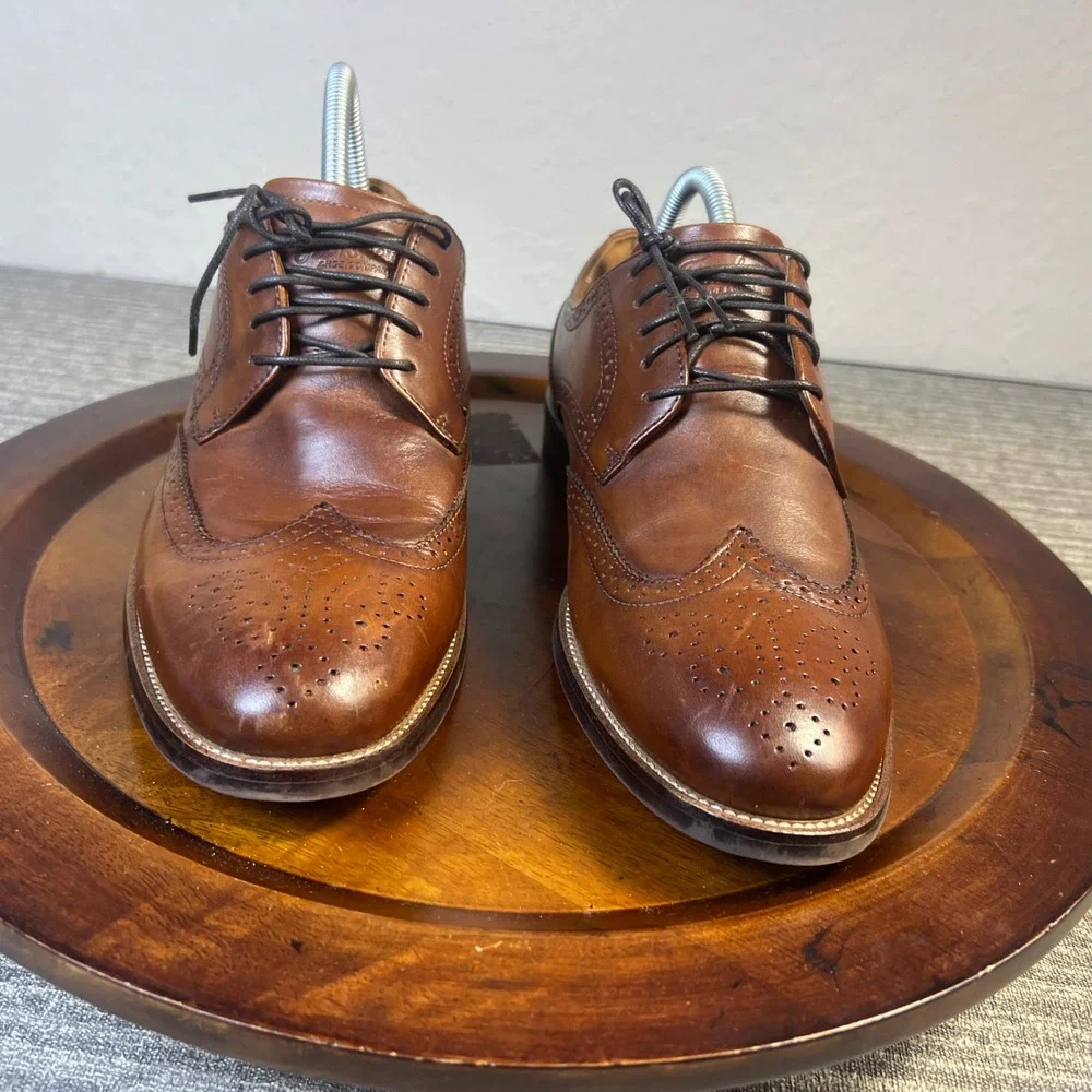 Florsheim Mens Cognac Brown Leather Wingtip Brogue Oxford Dress Shoes 8M Office